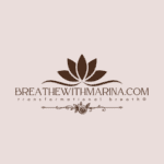 Brown logo with text: breathewithmarina.com transformational breath